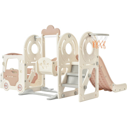 Kids Swing-N-Slide with Bus Play Set - Beige