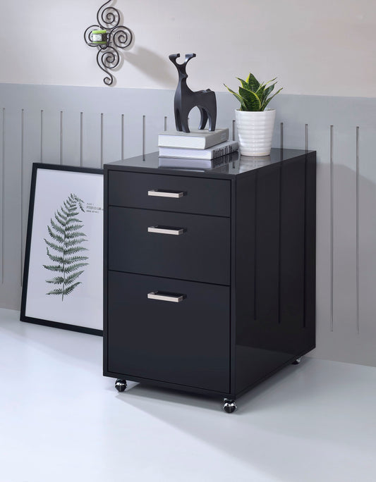 Glossy Black Chrome File Cabinet