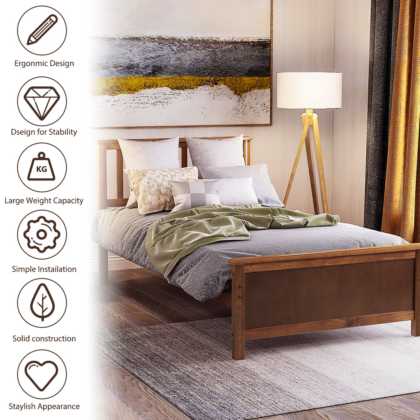 Walnut Dreamwood Twin Platform Bed
