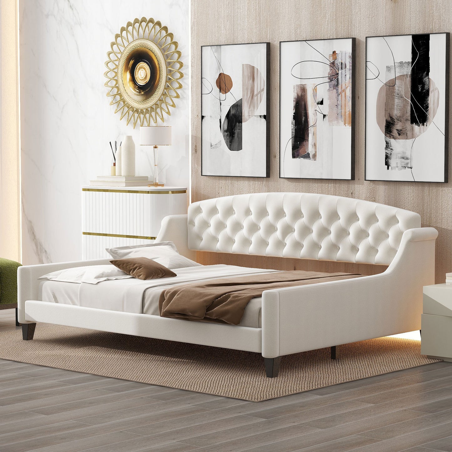 AF Luxury Tufted Button Full Size Daybed - Beige