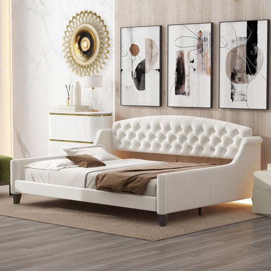 AF Luxury Tufted Button Full Size Daybed - Beige