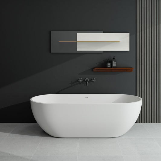 Gina 69" Solid Surface Freestanding Soaking Bathtub - Matte White