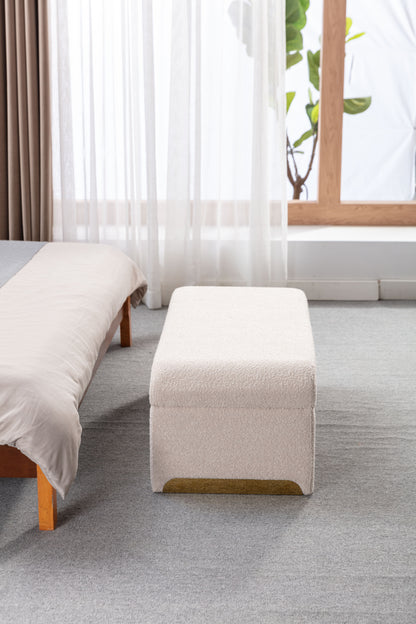 Boucle Fabric Ottoman - Beige