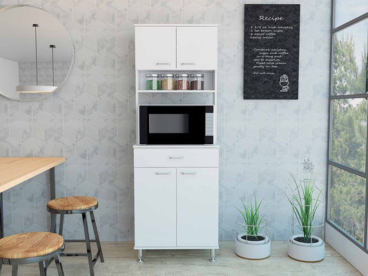 Santa 1-Drawer 1-Shelf Area Pantry with Adjustable Metal Legs - White