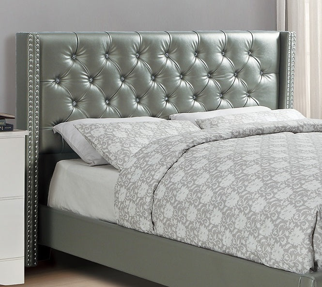 Tina Tufted Bed Frame Full Size - Silver