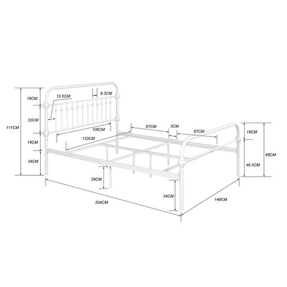 ElegantDream Full Size Metal Bed Frame -White