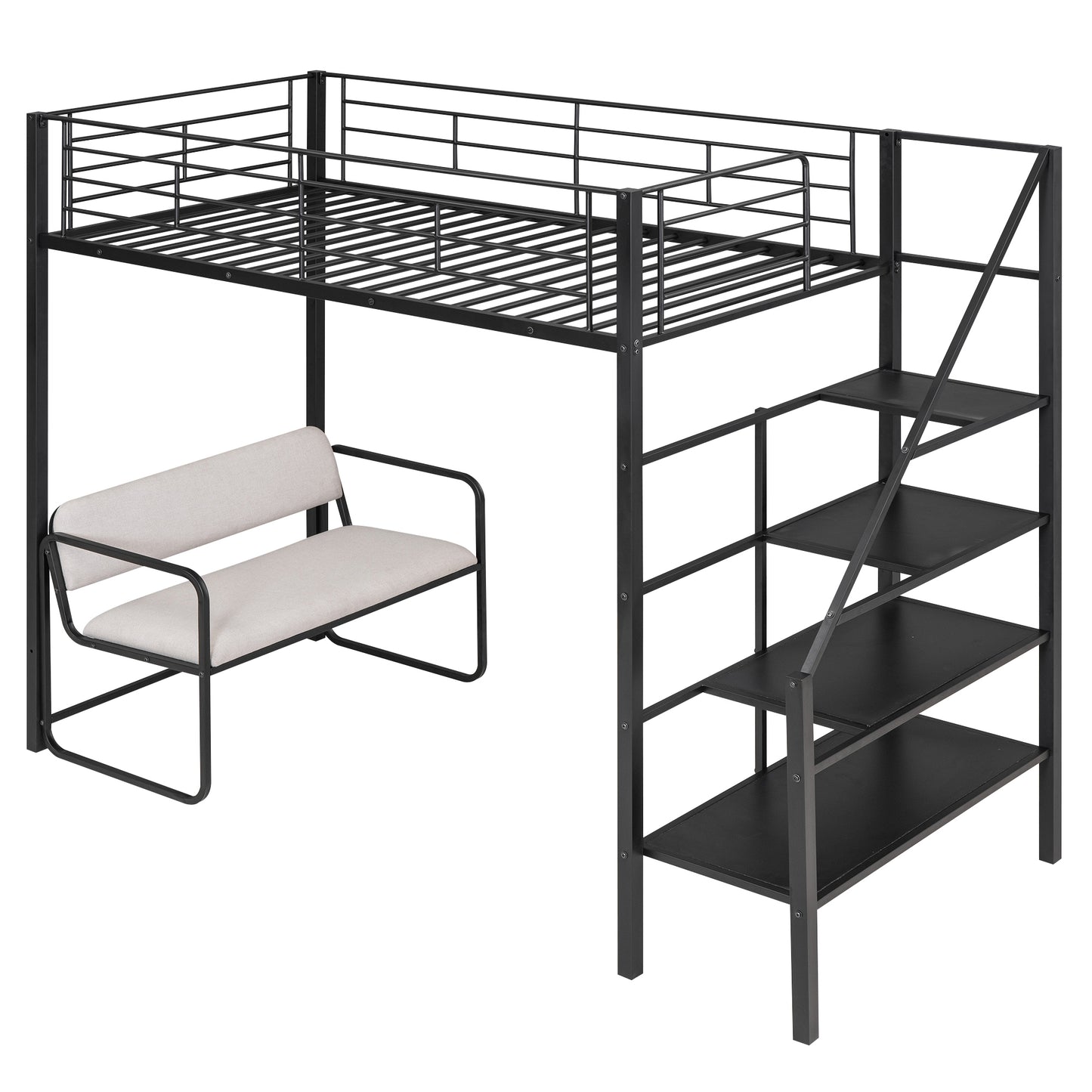 Black Beauty Loft Bed With Bench