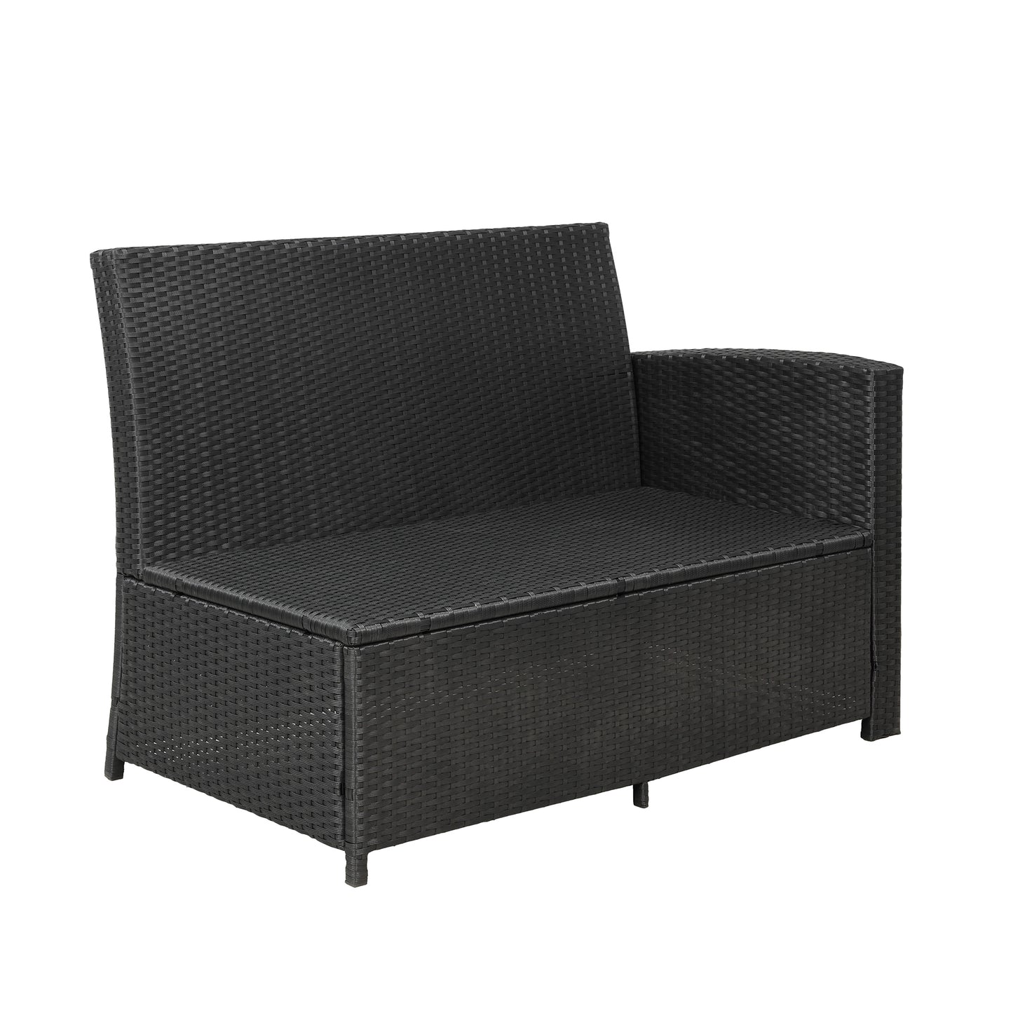 Elegant Oasis 6-Piece Outdoor Patio Furniture Set with Glass Table and Ottomans (Black)