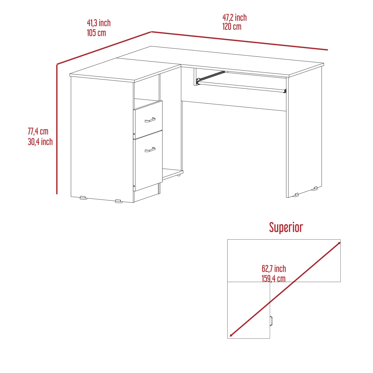 Glide Tech L-Shaped Computer Desk - Black