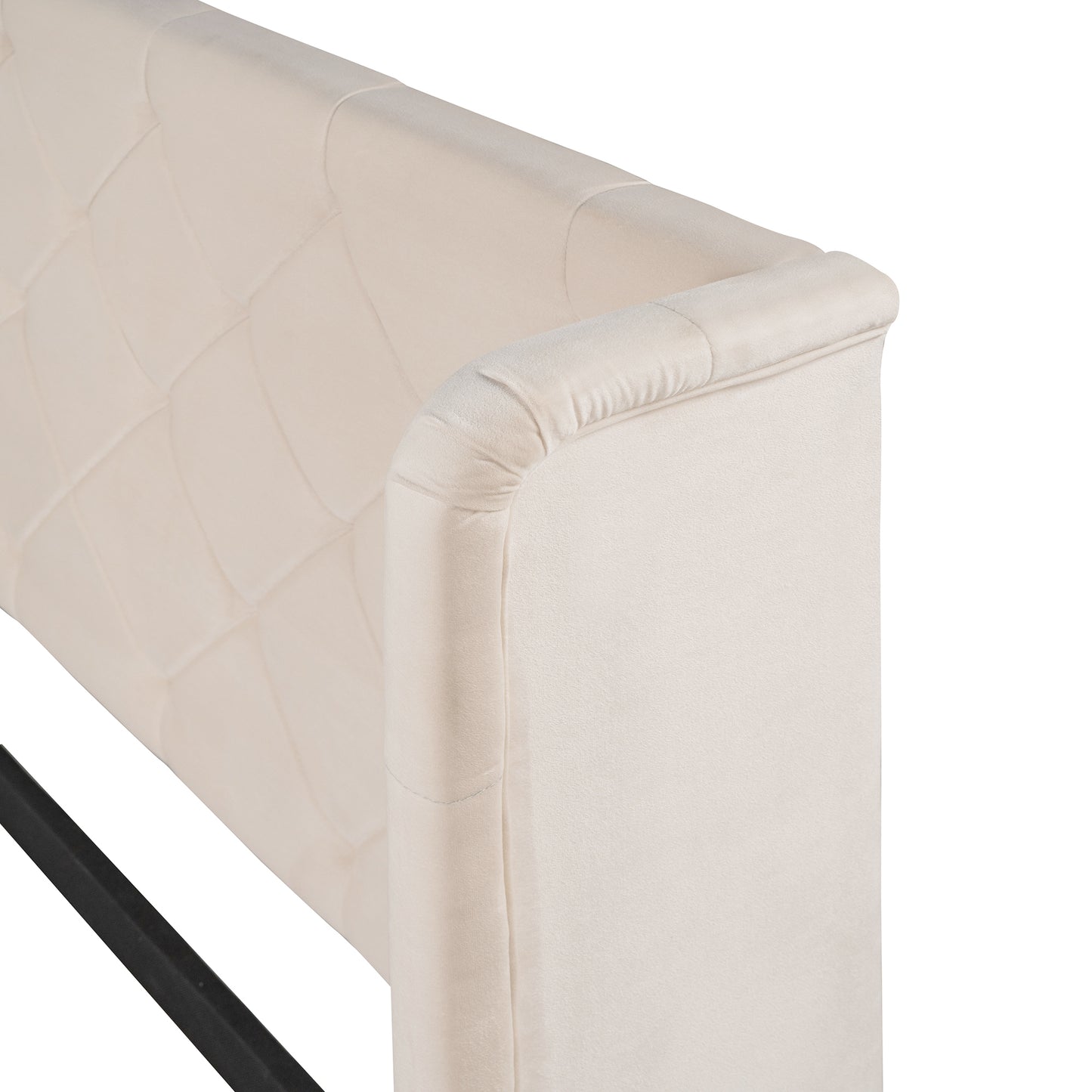 Regal Queen Size Velvet Storage Bed - Beige