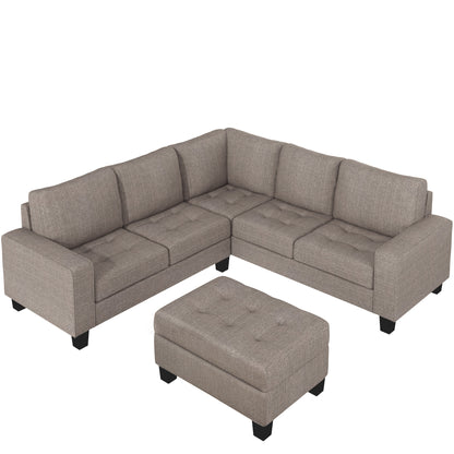 OrisLux Sectional Lounge: Ultimate Space-Saving Sofa with Ottoman & Cup Holders