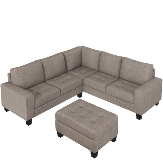 OrisLux Sectional Lounge: Ultimate Space-Saving Sofa with Ottoman & Cup Holders