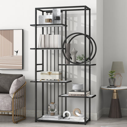 Metal Frame Storage Large Bookshelf Furniture, White