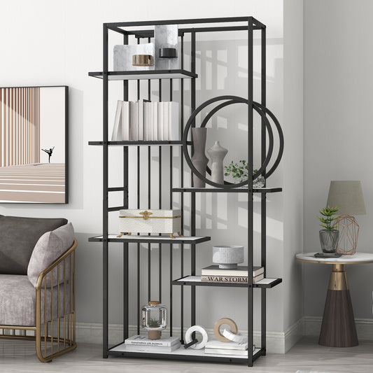Metal Frame Storage Large Bookshelf Furniture, White
