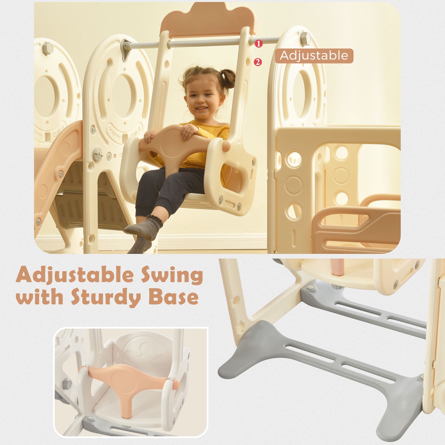 Kids Swing-N-Slide with Bus Play Set - Beige
