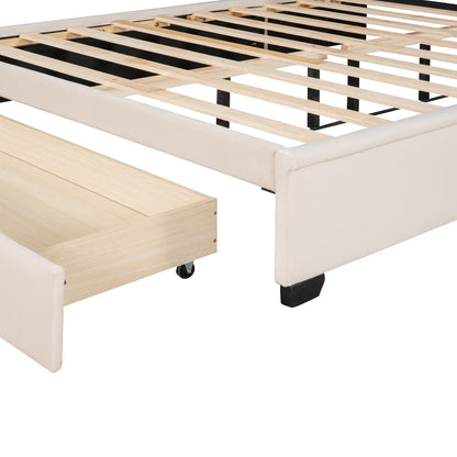 Regal Queen Size Velvet Storage Bed - Beige