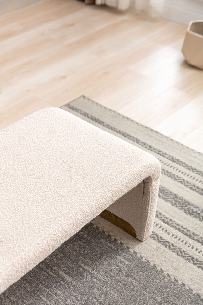 Boucle Fabric Ottoman - Beige