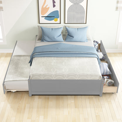 Trundle Max Twin Bed with Storage Drawers - Gray