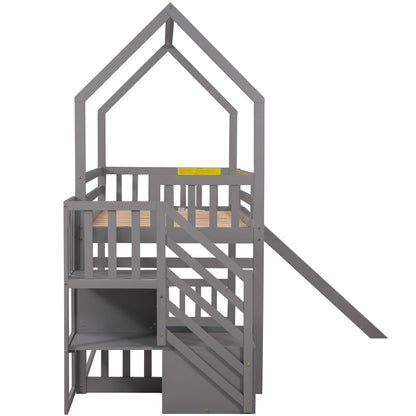 Slide and Store Twin House Bunk Bed