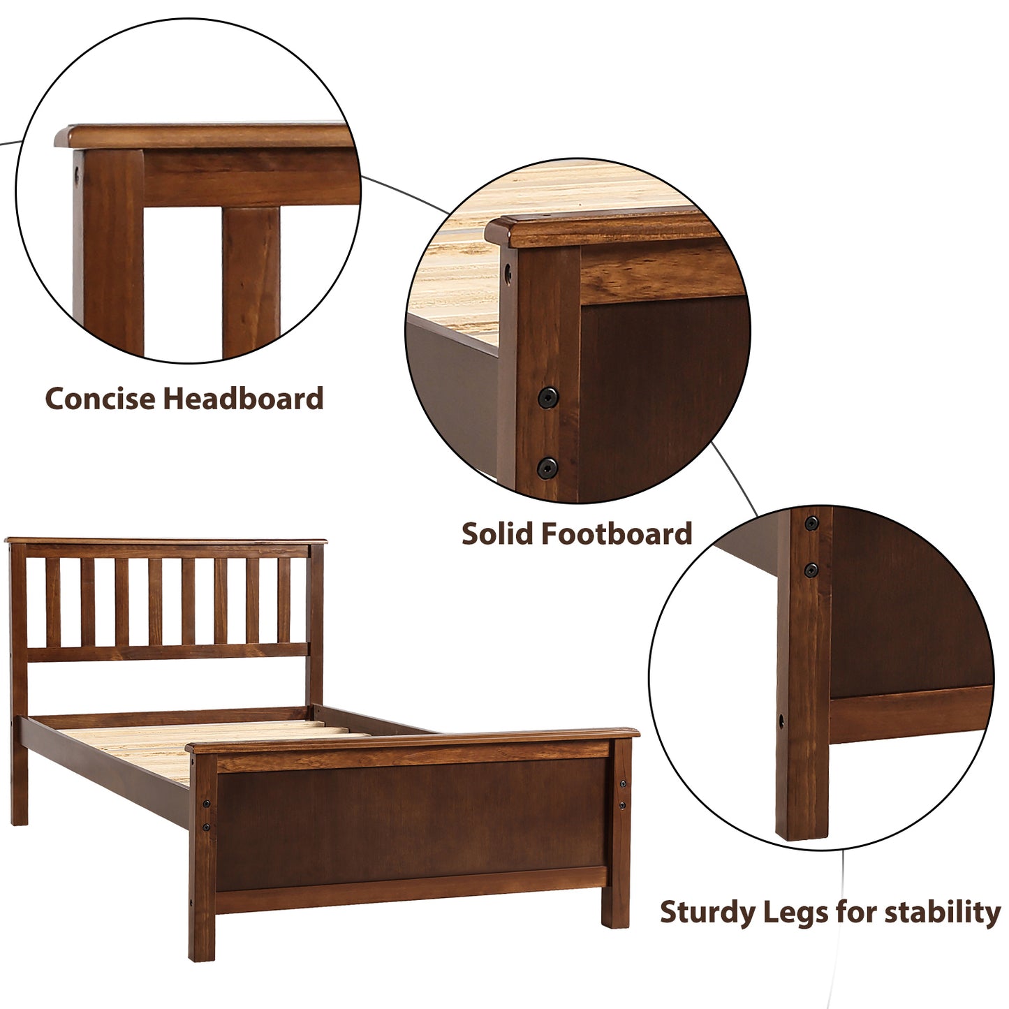 Walnut Dreamwood Twin Platform Bed
