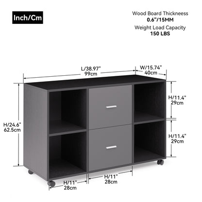 Wooden Horizontal File Cabinet  - Dark Grey