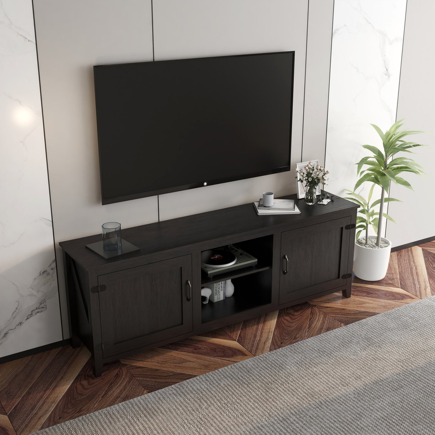 Elegant Ebony Entertainment Hub