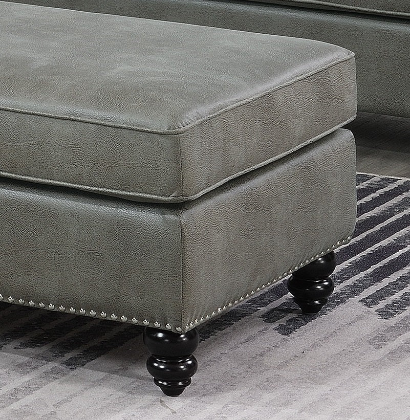 Cocktail Ottoman Wooden Legs - Grey