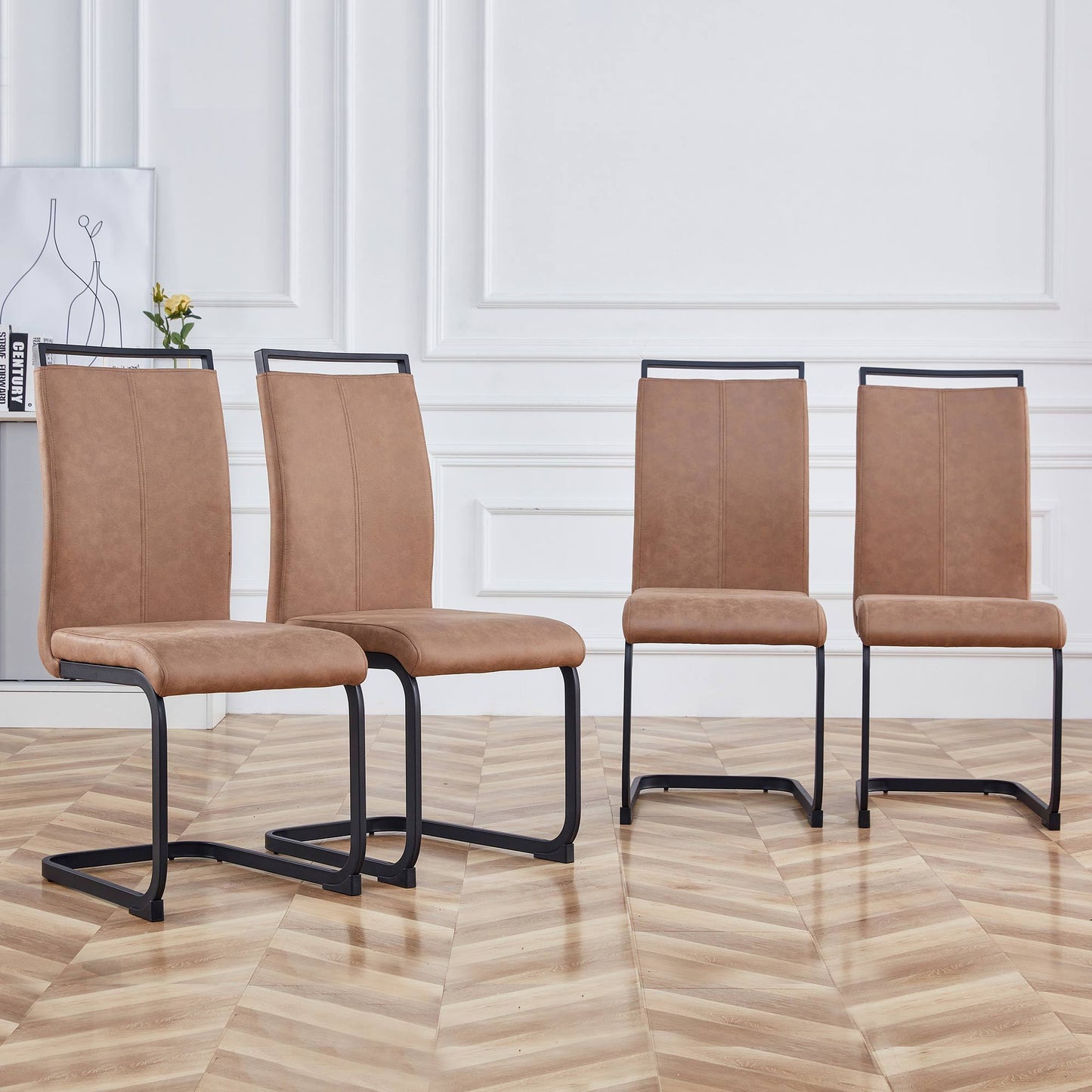 Alida Dining Chairs Metal Leg (Set of 4) - Brown