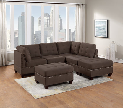 Tufted Fabric Ottoman - Coffee