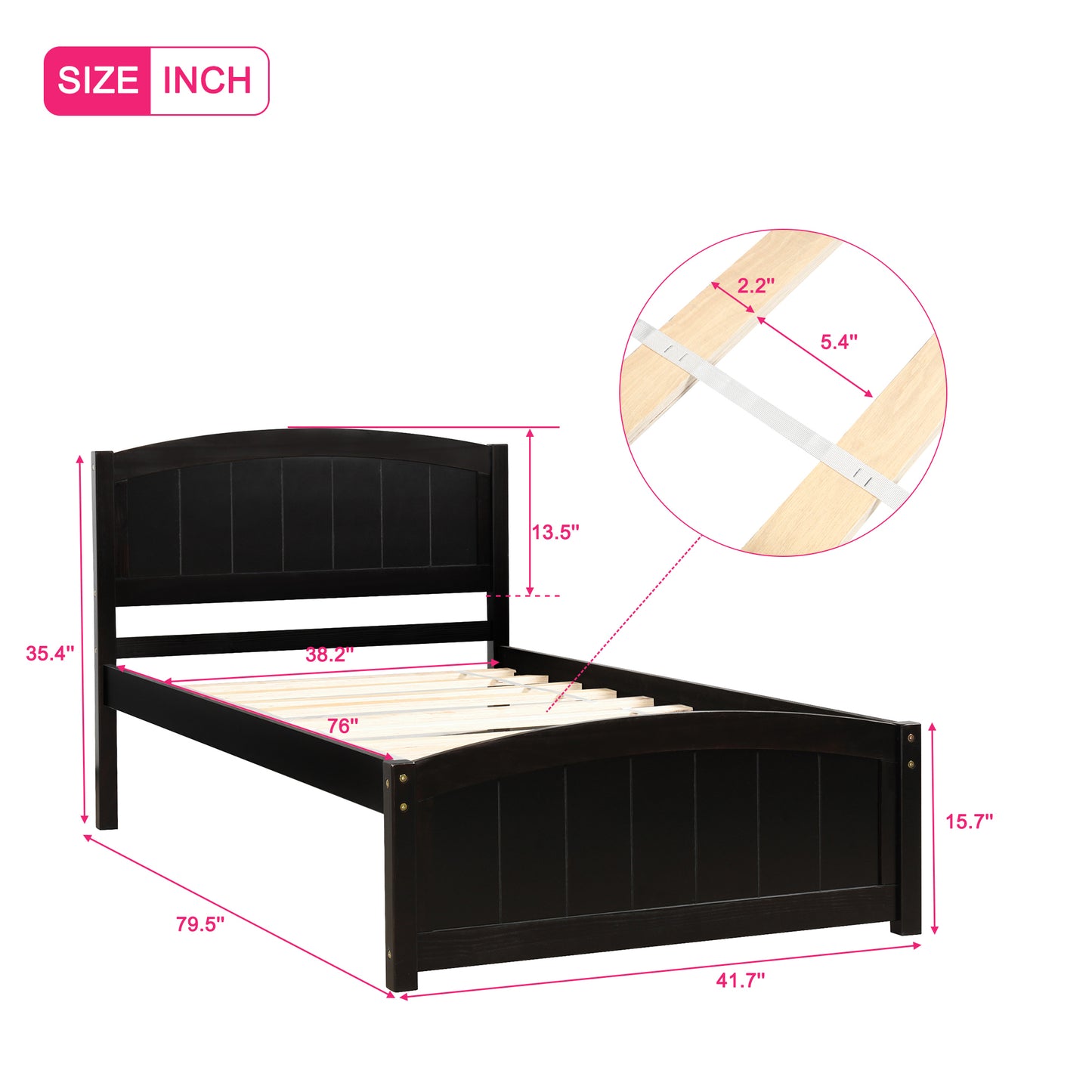 ElegantDream Wood Platform Bed
