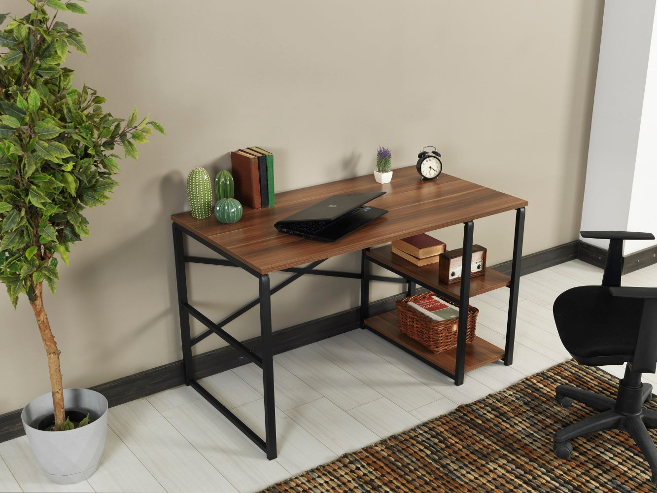 Elevate Store Sage Black Metal Frame 47" Wooden Top Office Desk
