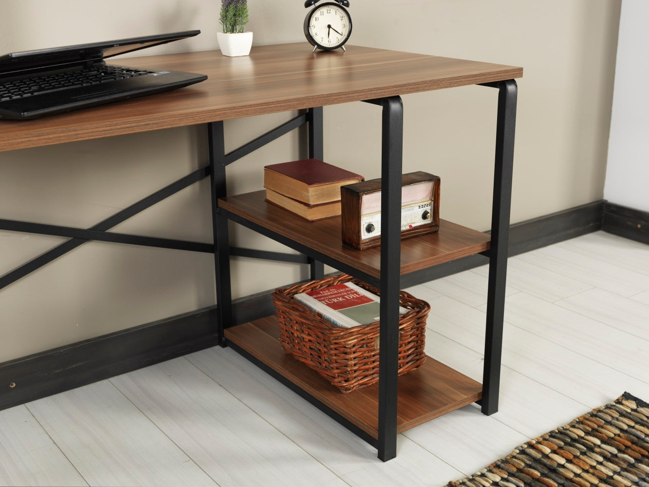 Elevate Store Sage Black Metal Frame 47" Wooden Top Office Desk