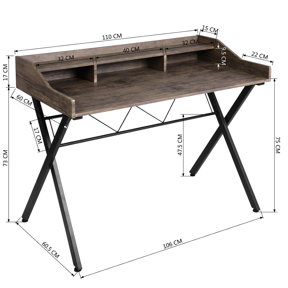 Cubi Computer Desk - Beige & White