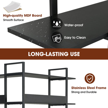 Stainless Steel Frame Corner 6-tier Shelves - Black