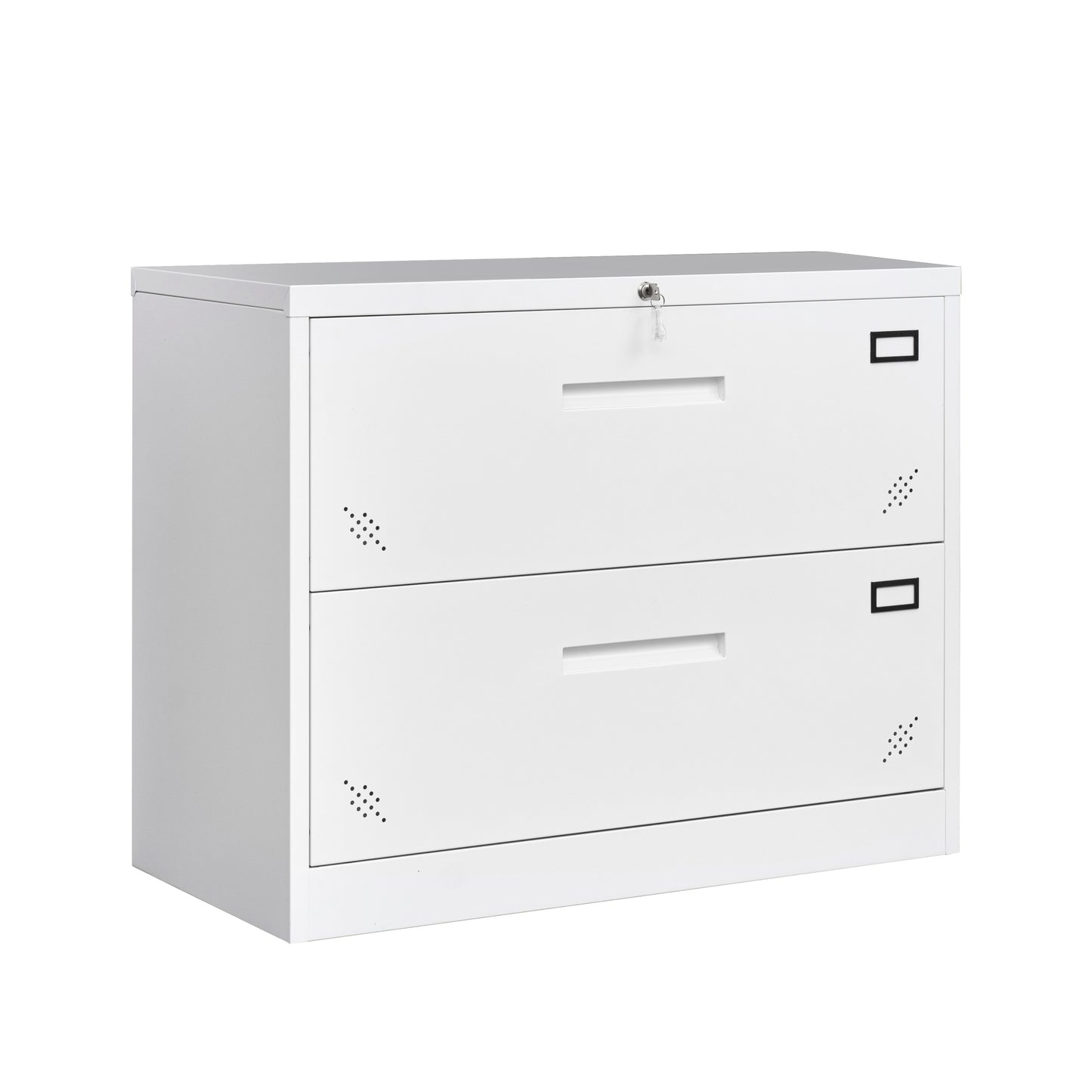 Metal Steel 2 Drawer Lateral Filing Cabinet - White