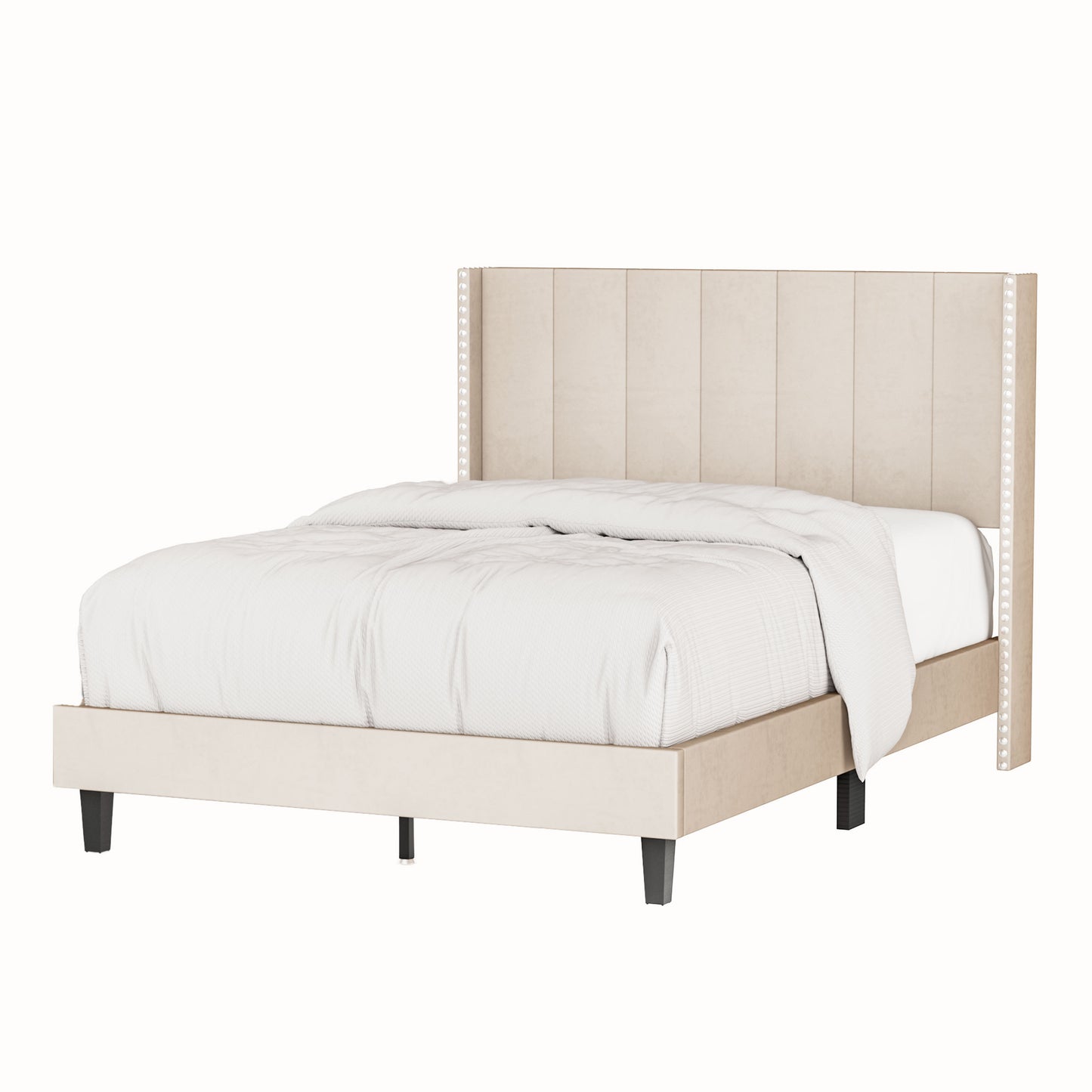 Bazu Full Size Platform Bed Frame - Beige