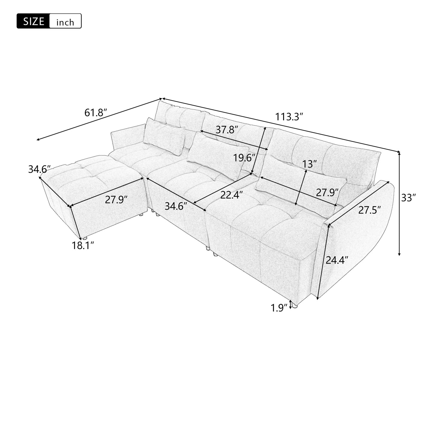 Luxury Comfort Convertible Sectional Sofa