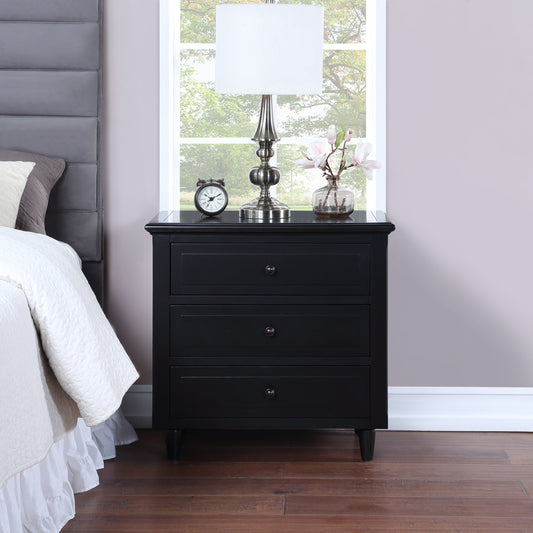 Eleni Wood Nightstand - Black