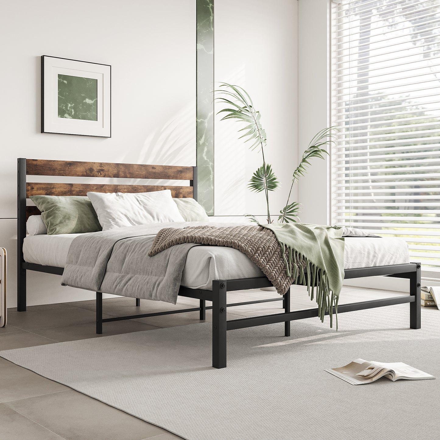 Kom Full Size Platform Bed Frame - Black