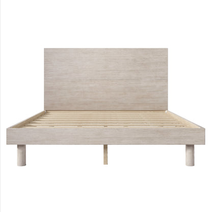 Stone Gray Queen Size Platform Bed Frame