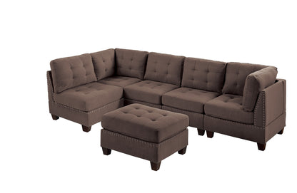 Tufted Fabric Ottoman - Coffee