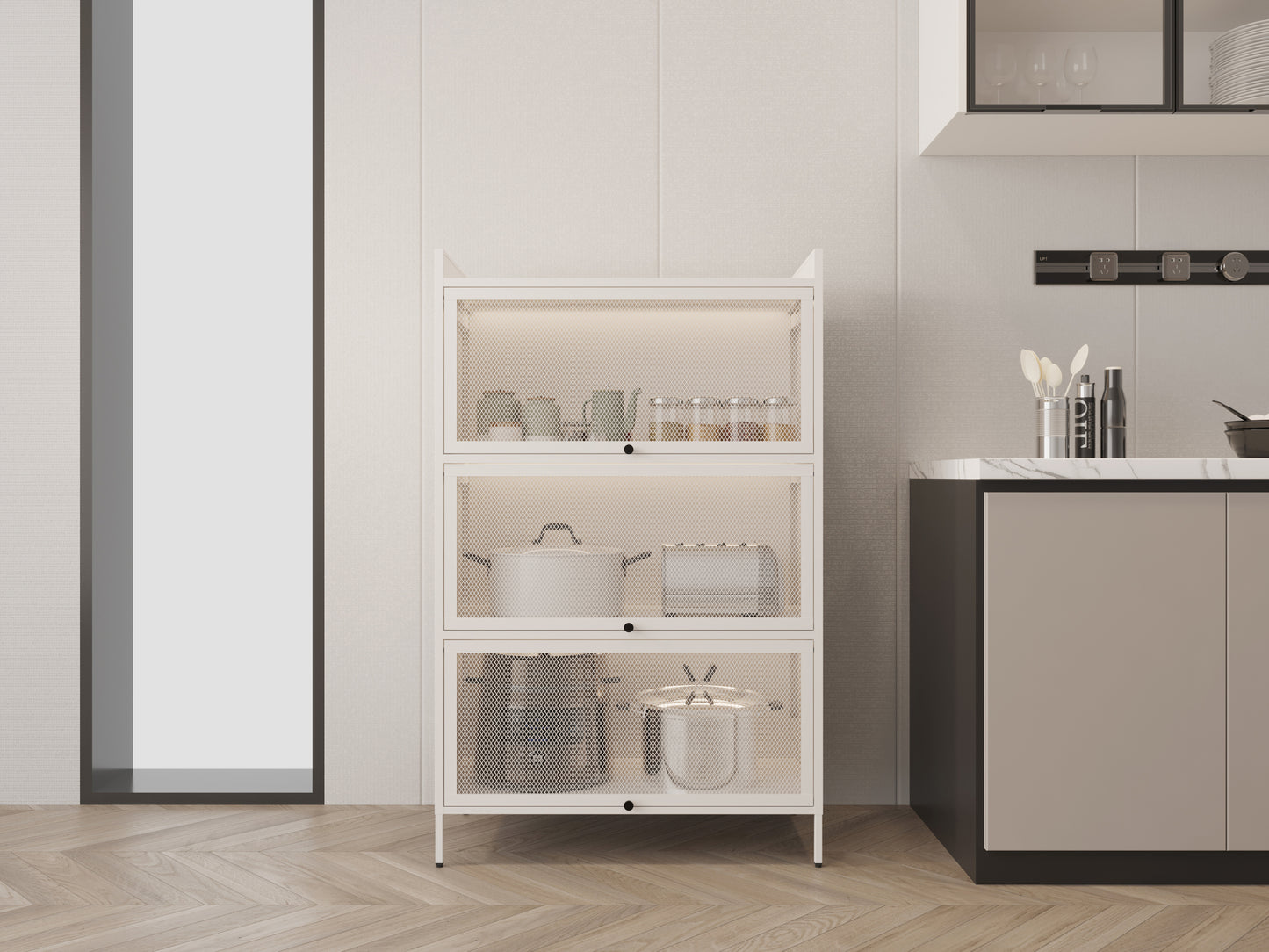 3-Tier Buffet Cabinet  - White