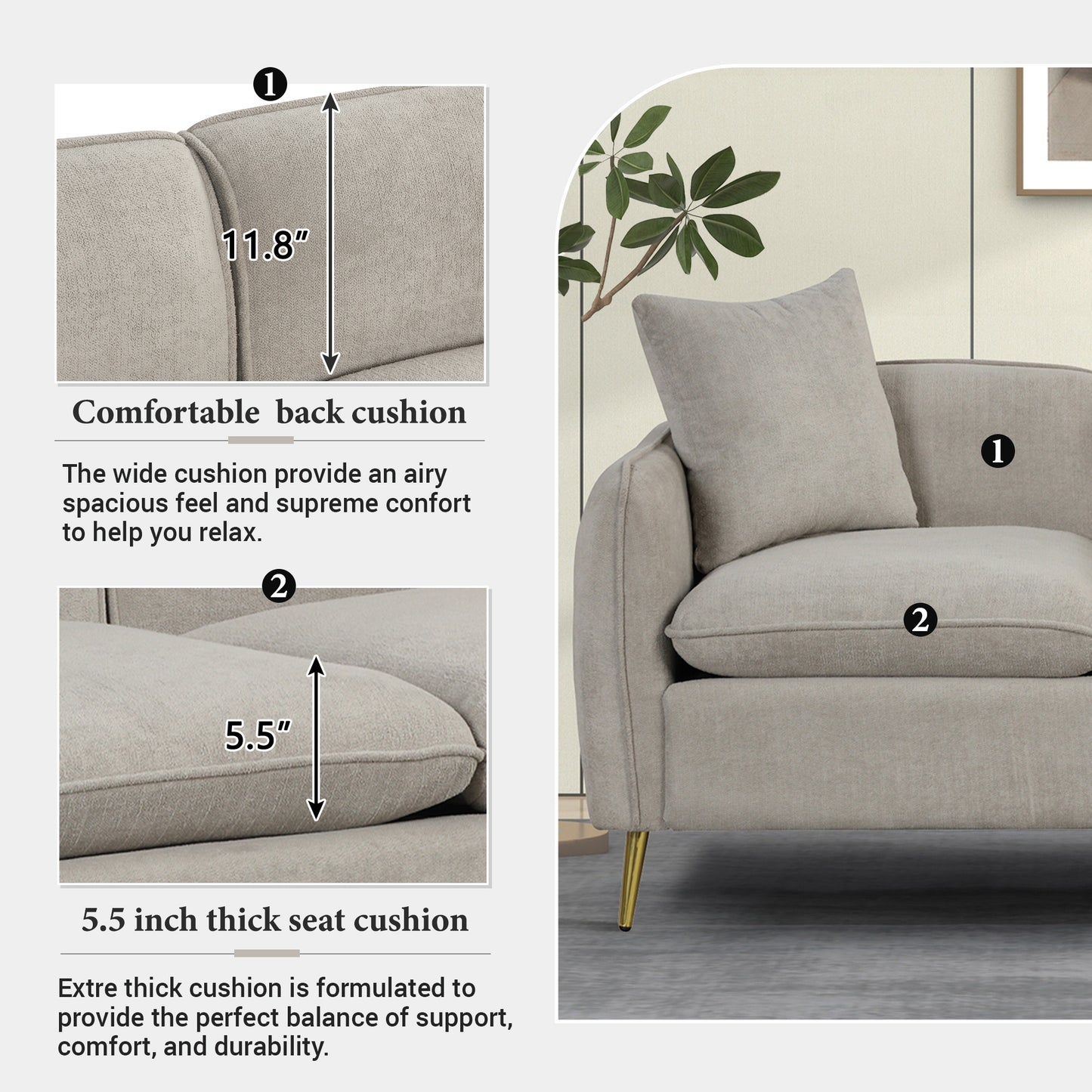 Elegant Comfort Velvet Sofa Set