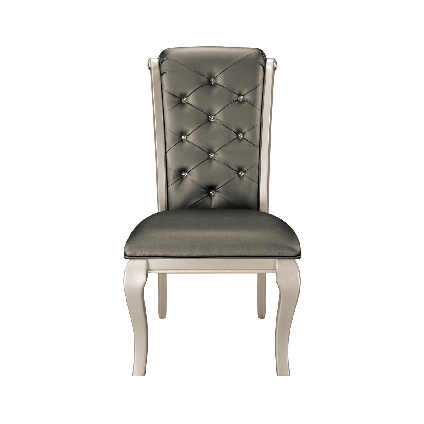 Porter Crystal Button-Tufted Side Chairs (Set of 2) - Silver