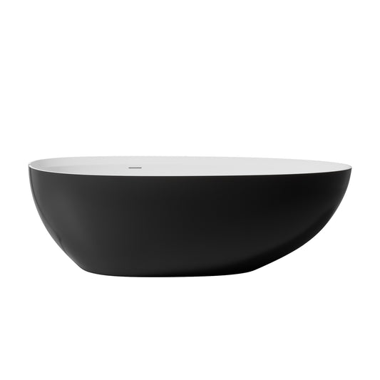 Arvo 71" Solid Surface Stone Bathroom freestand bathtub - White+Black