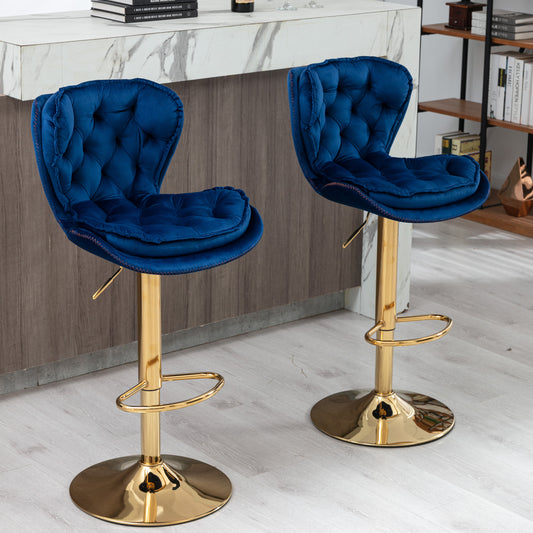 Layer Luxe Bar Stools - Navy Blue Set of 2