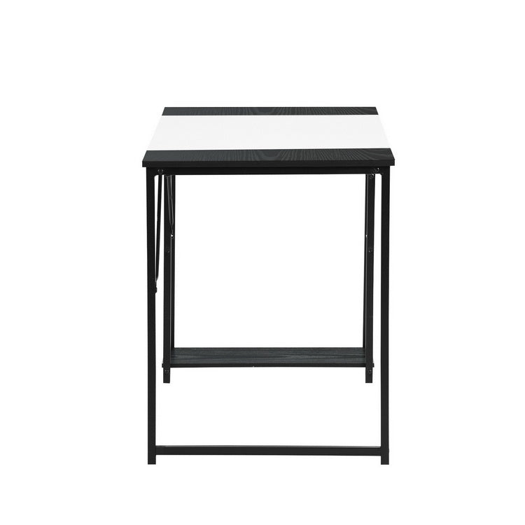 Computer Desk Wood Table Metal Frame - White & Black