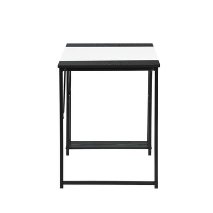 Computer Desk Wood Table Metal Frame - White & Black
