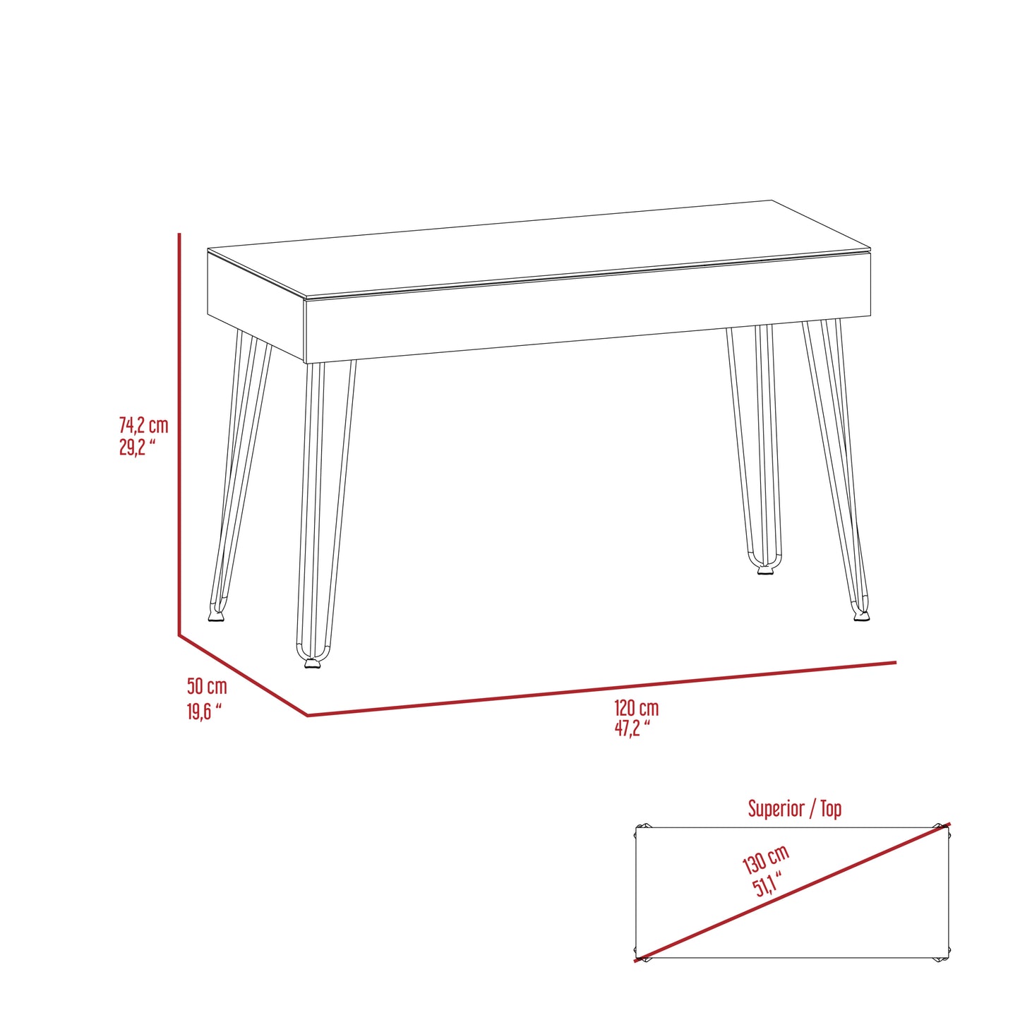 Mahogany One Drawer Desk