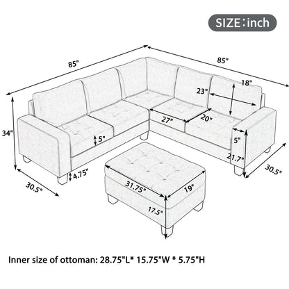 OrisLux Sectional Lounge: Ultimate Space-Saving Sofa with Ottoman & Cup Holders